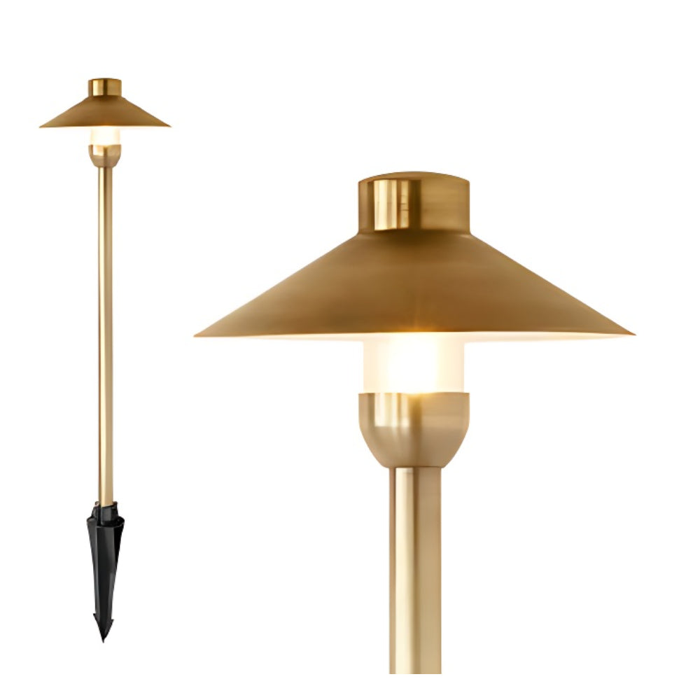 Gold outdoor lamp with a white background